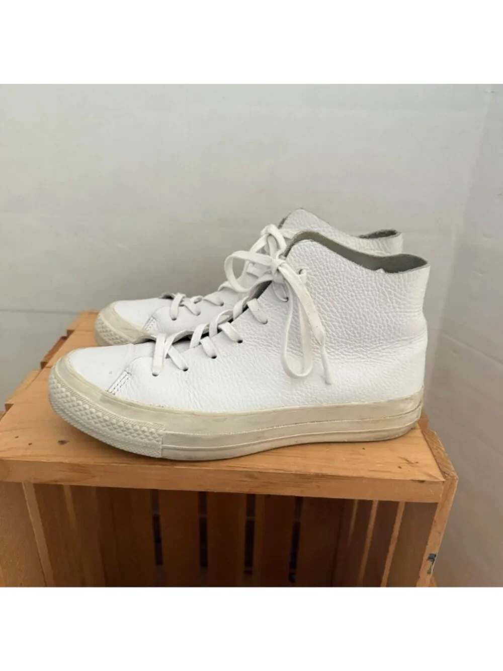 Converse Chuck Taylor All Star Mens Size 5 White Leather Prime Hi Top Sneakers - Picture 6 of 15